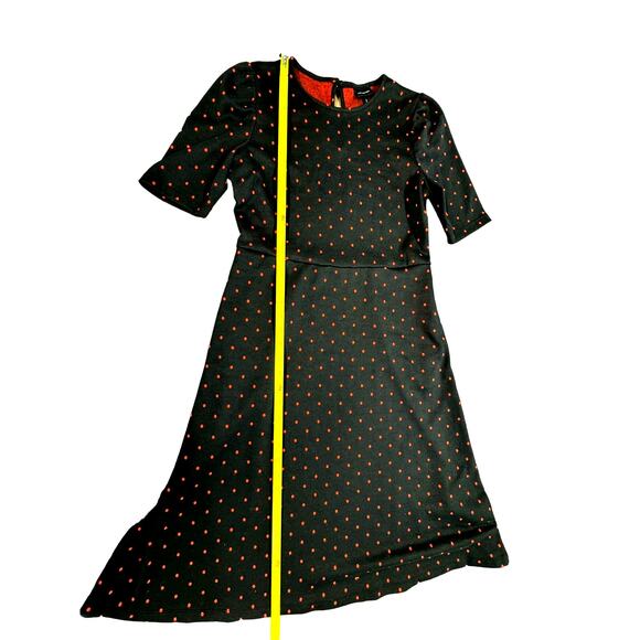 WHO WHAT WHERE DRESS Black W/Red Polka Dots Pockets 3/4 Sleeve Midi,Work Wear‎ - Picture 4 of 8
